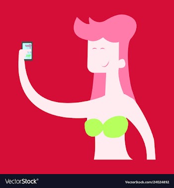 Young girl making selfie photo art design for web vector image