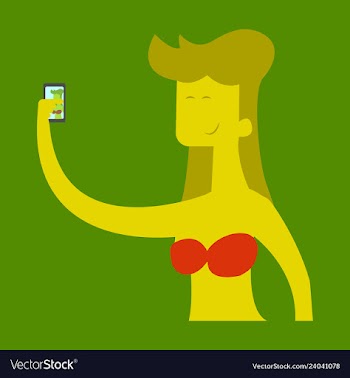 Young girl making selfie photo art design for web vector image