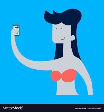 Young girl making selfie photo art design for web vector image