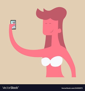 Young girl making selfie photo art design for web vector image