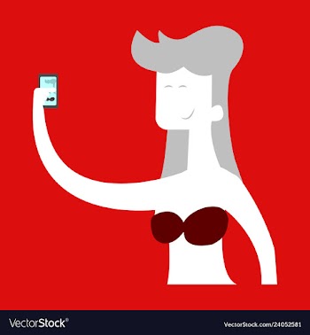 Young girl making selfie photo art design for web vector image