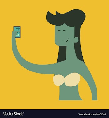 Young girl making selfie photo art design for web vector image