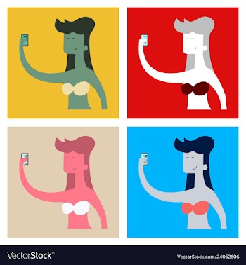 Young girl making selfie photo art design for web vector image