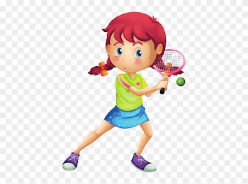 Young Girl Playing Tennis Clipart