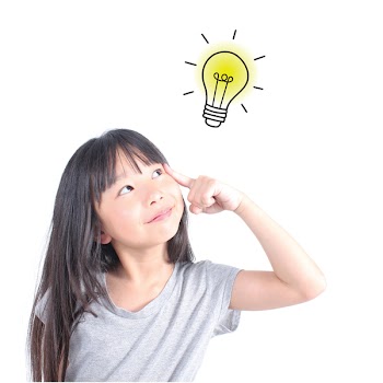 Young girl thinking. Back to school concept.Idea and creativity concept. Copy space for your text