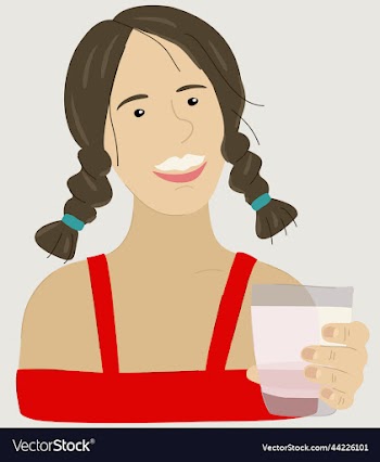 young girl with glass of milk