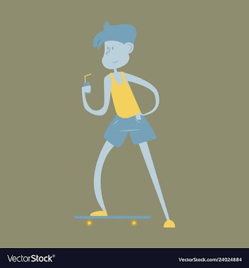Young guy rides on skateboard on city streets vector image