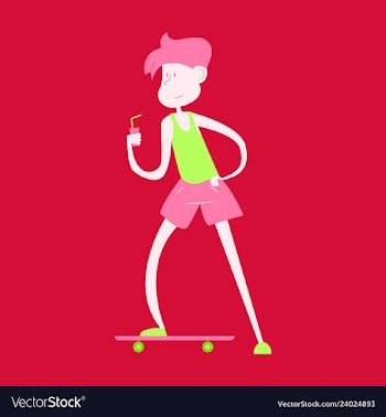 Young guy rides on skateboard on city streets vector image