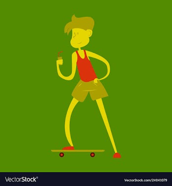 Young guy rides on skateboard on city streets vector image
