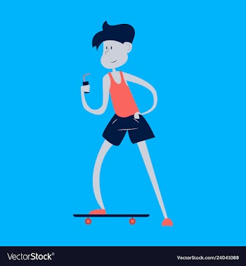Young guy rides on skateboard on city streets vector image