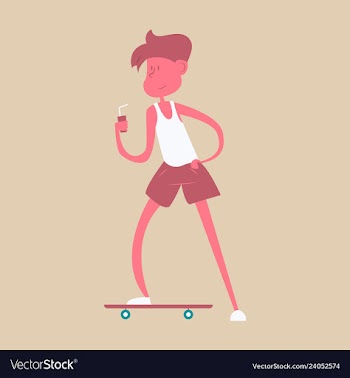 Young guy rides on skateboard on city streets vector image
