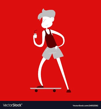 Young guy rides on skateboard on city streets vector image