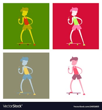 Young guy rides on skateboard on city streets vector image