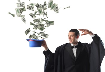 young magician and dollar explosion