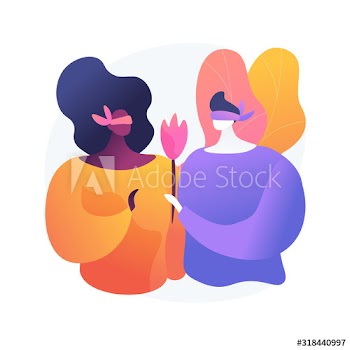 Young man and woman on blind date