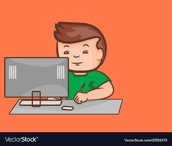 Young man cartoon working vector image