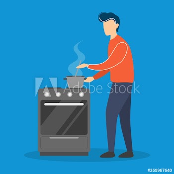 Young man cooking in the kitchen