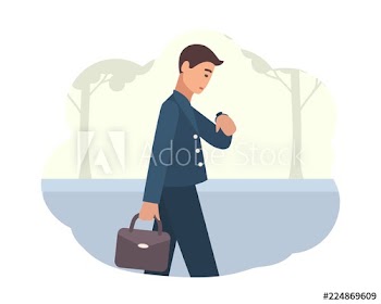 Young man going to work in morning