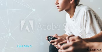 Young man playing a video game