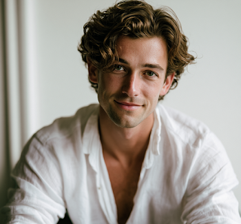 Young Man Portrait with Curly Hair