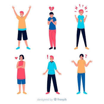 Young people emotions illustrated Free Vector