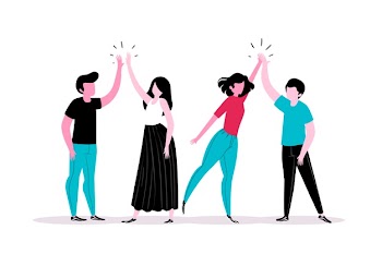 Young people giving high five concept Free Vector
