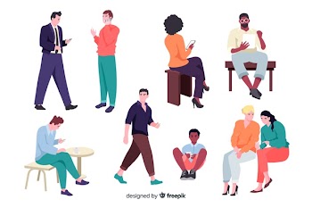 Young people holding smartphones Free Vector