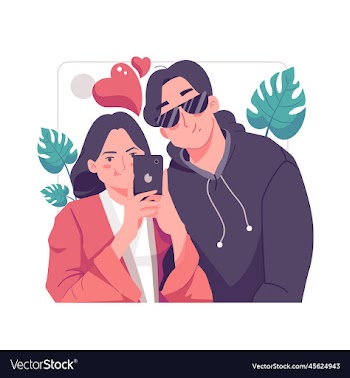 young romantic lovers are taking selfie