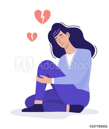 Young sad woman struggling from a broken heart