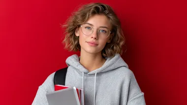 Young Student Woman with Backpack and Tablet Young Student Woman with Backpack and Tablet