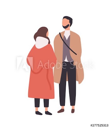 Young stylish man and woman standing and talking to each other
