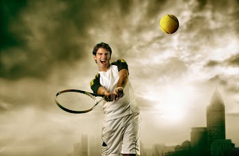 young tennis player in action