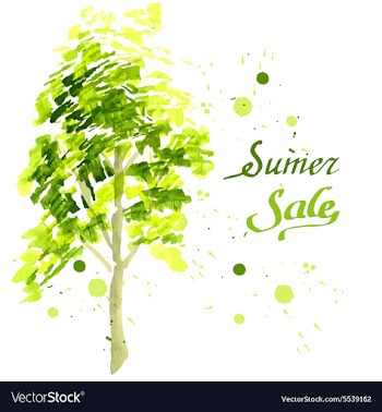 Young tree painted in watercolor vector image