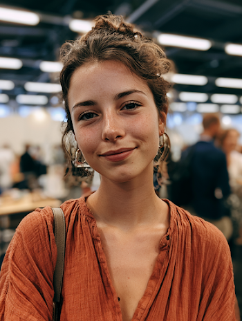 Young Woman at Business Fair