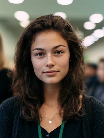 Young Woman at Business Fair
