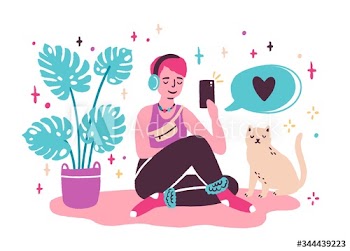Young woman blogger sitting on the floor and taking selfie at home