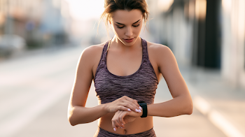 Young Woman Checking Smartwatch After Morning Run