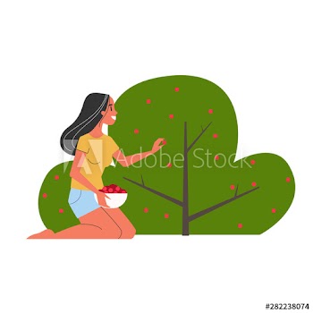 Young woman harvesting berries from the bush