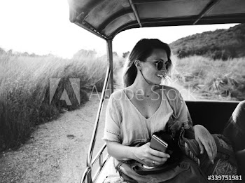 Young woman on the road trip to nature