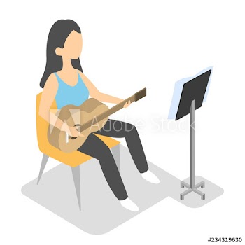 Young woman play guitar