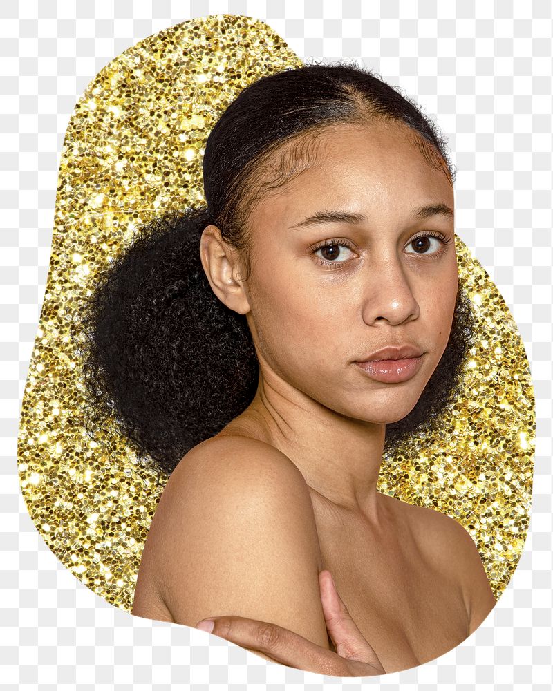 Young woman png sticker, gold | Free PNG - rawpixel