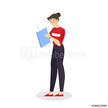 Young woman reading book concept