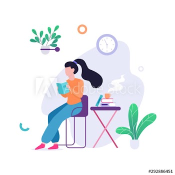 Young woman reading book concept