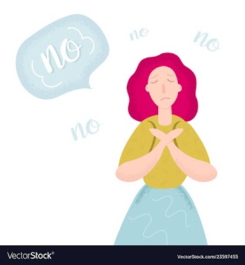  					Young woman says no cartoon vector image														