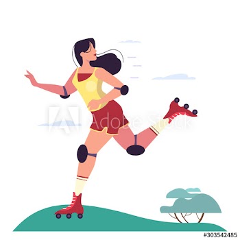 Young woman skating in the park