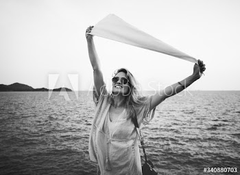 Young Woman Traveler Cheerful Concept