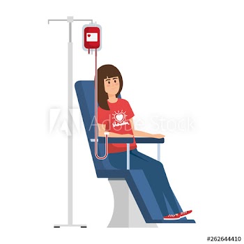 young woman volunteer in donation chair