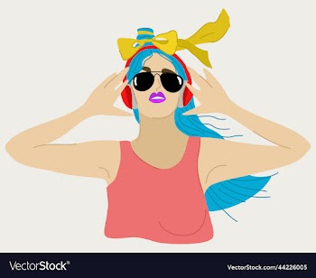 young woman with headphones