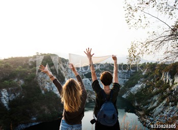 Young Women Travel Together Concept