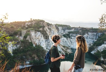 Young Women Travel Together Concept